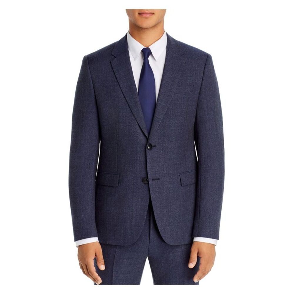 HUGO BOSS Mens Astian Melange Navy Slim Fit Wool Blend Suit Separate Blazer 42L